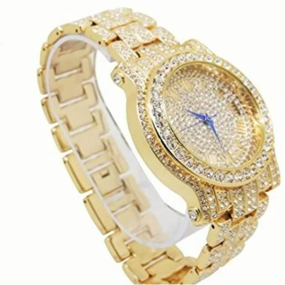 Mens Watch bracelet Luxury BLING out cuban watch - Picture 7 of 8